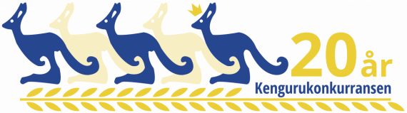 Illustrasjon av kenguruer merket med 20 år! (Kengurukonkurransen er 20 år i 2024)