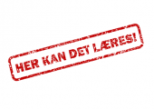 Logo for Novemberkonferansen: Rød skrift i ramme, hvor det står "Her kan det læres"